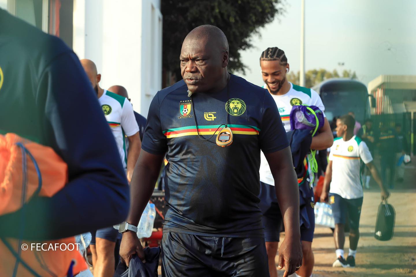 David Pagou lord d'une seance d'entrainement des Lions Indomptables