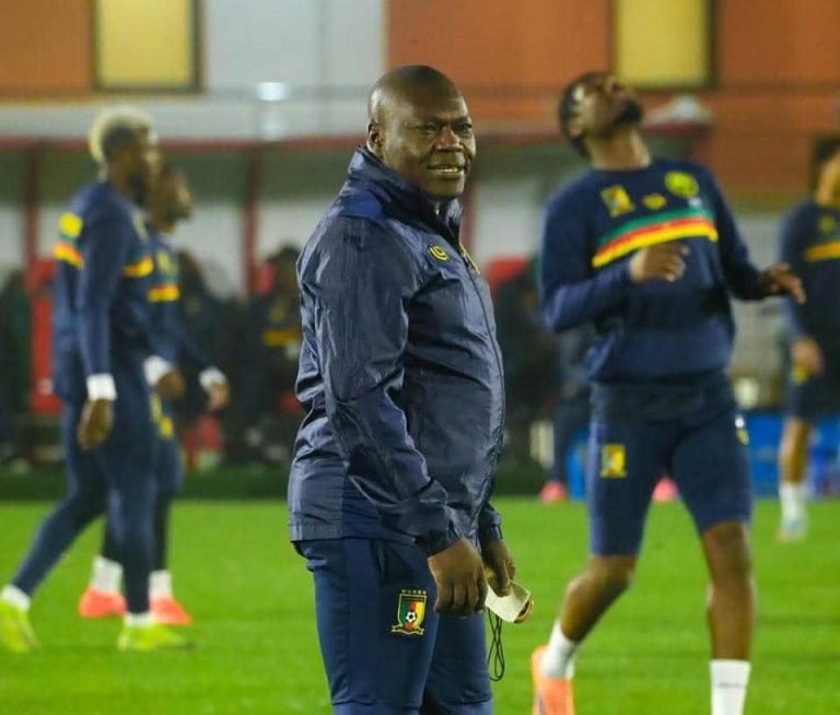 David Pagou lors d'une seance d'entrainement des Lions Indomptables