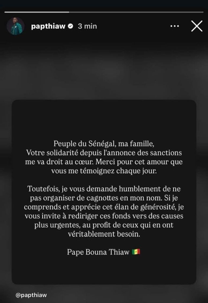 Sénégal : Pape Thiaw refuse une cagnotte après les sanctions de la CAF 3 - Foot Azimuts WhatsApp Image 2026 01 29 at 21.48.17 - Foot Azimuts