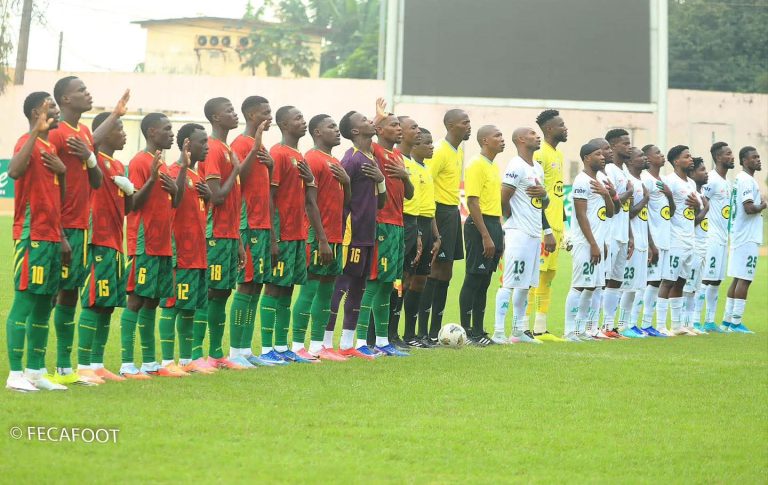Lions Indomptables du Cameroun lors du match amical contre le Canon de Yaoundé au stade militaire de Yaoundé.