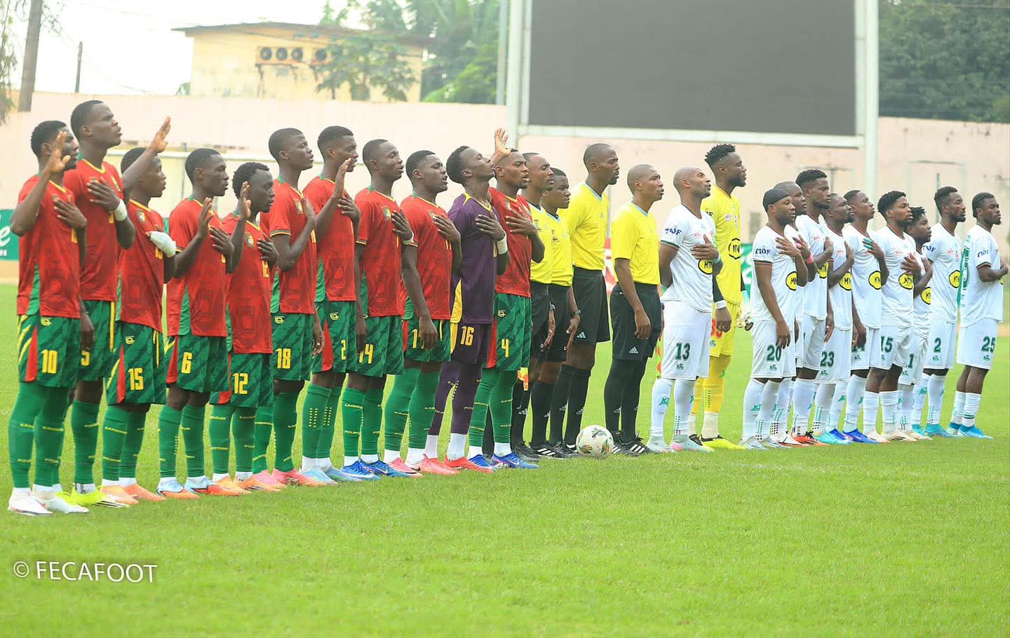 Lions Indomptables du Cameroun lors du match amical contre le Canon de Yaoundé au stade militaire de Yaoundé.